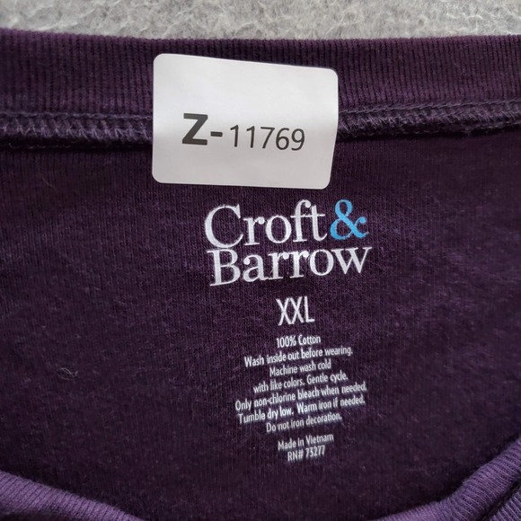 Croft & Barrow Women Top 2XL Purple Floral T-Shirt Boat Neck 3/4 Sleeve Sequin - Picture 5 of 6